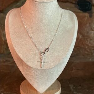Elegant Silver Infinity Cross Necklace